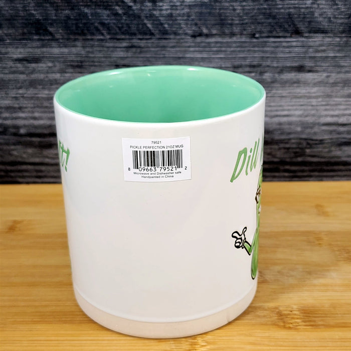 Dill With It Mug, Funny Pickle Humor Coffee Tea Cup 21oz Ceramic Blue Sky