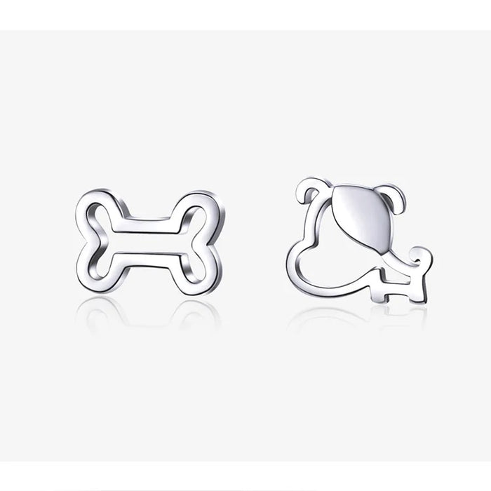 Dog and Bone Stud Earrings  for Girl Sterling Silver 925 Cat Ear Studs Jewelry Bijoux Anti-allergy Jewelry
