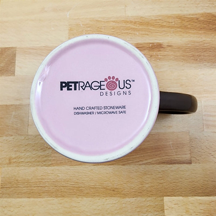 Dog Lover Coffee Mug Pink and Brown with Polka Dots Tea Cup by Petrageous