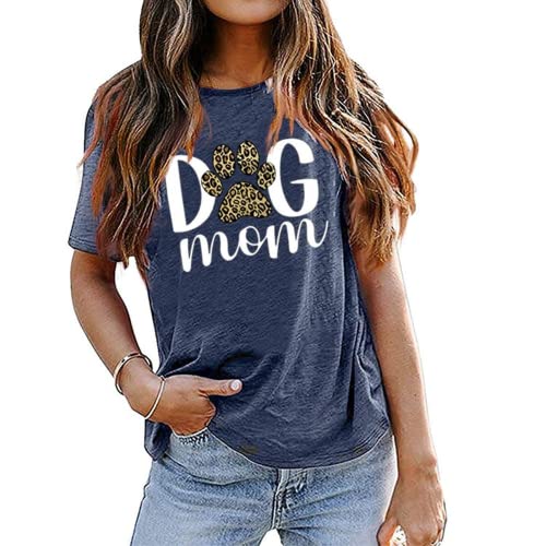 Dog Mom Tees Women Mom Gift Short Sleeve Graphic T-Shirt