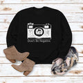 Don't Be Negative Printed Round Neck Long Sleeve Print Loose Sweater