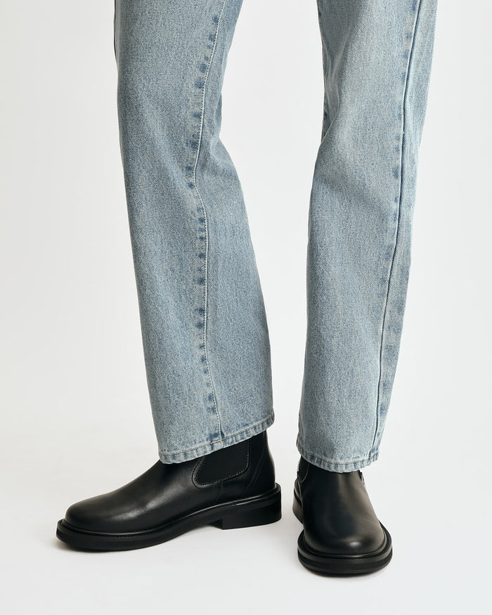 DORIAN FLAT ANKLE BOOTS BLACK LEATHER