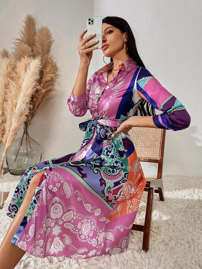 Dress with printed shirt
