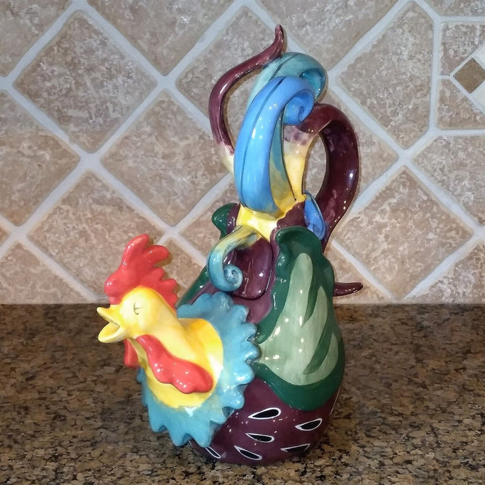 Earl Bass Rooster Teapot Ceramics Farm Animal Tea pot Decor by Blue Sky