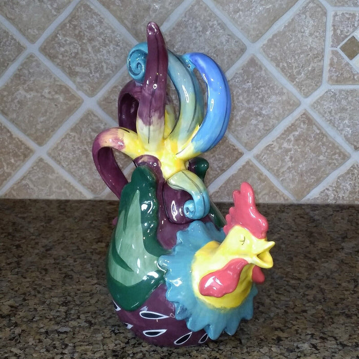Earl Bass Rooster Teapot Ceramics Farm Animal Tea pot Decor by Blue Sky