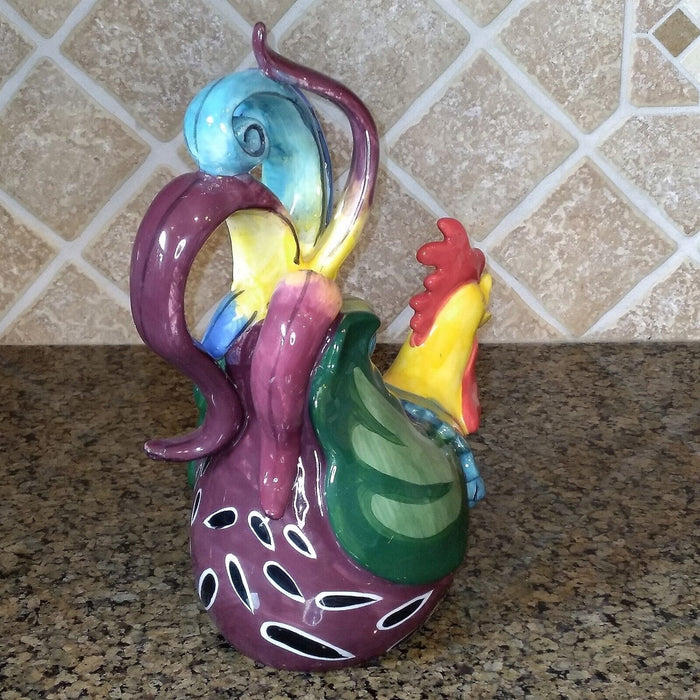 Earl Bass Rooster Teapot Ceramics Farm Animal Tea pot Decor by Blue Sky