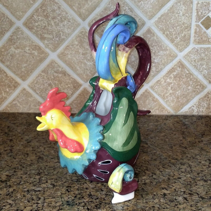 Earl Bass Rooster Teapot Ceramics Farm Animal Tea pot Decor by Blue Sky