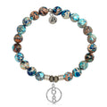 Earth Jasper Stone Bracelet with Connection Sterling Silver Charm