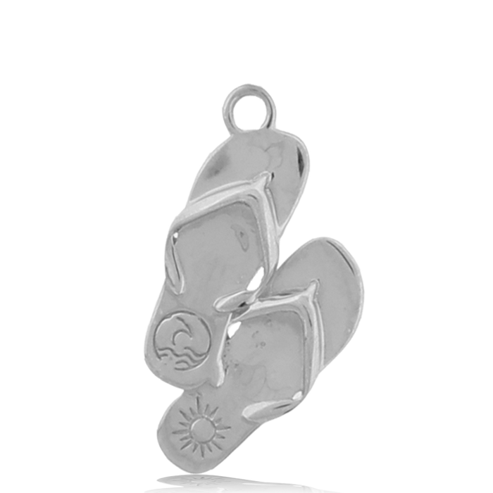 Earth Jasper Stone Bracelet with Flip Flop Sterling Silver Charm