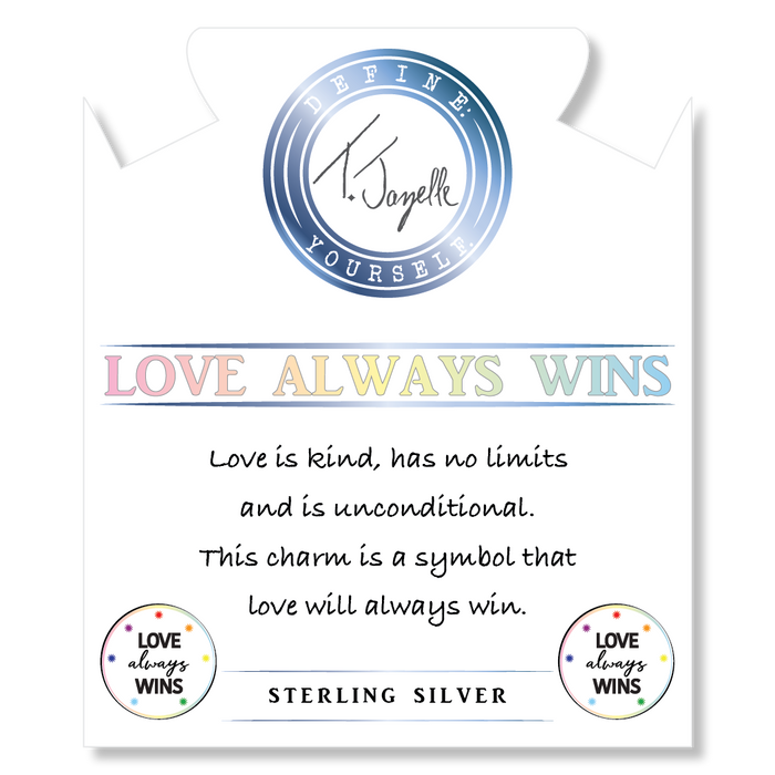 Earth Jasper Stone Bracelet with Love Always Wins Sterling Silver Charm