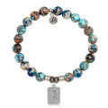 Earth Jasper Stone Bracelet with Snake Sterling Silver Charm