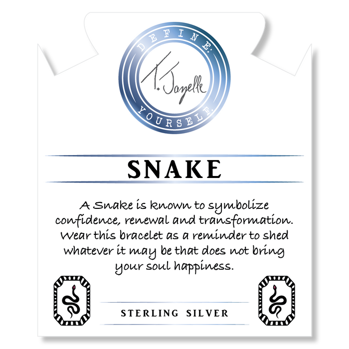 Earth Jasper Stone Bracelet with Snake Sterling Silver Charm
