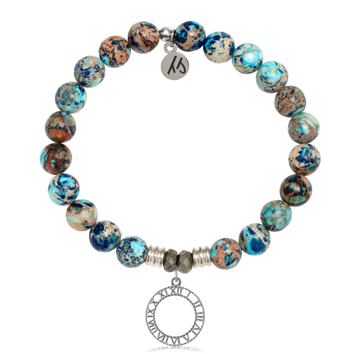 Earth Jasper Stone Bracelet with Timeless Sterling Silver Charm