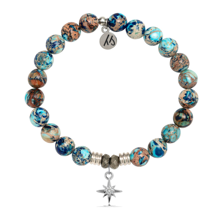 Earth Jasper Stone Bracelet with Your Year Sterling Silver Charm