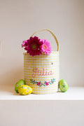 Easter bag - Vichy Yellow - Hand-embroidered