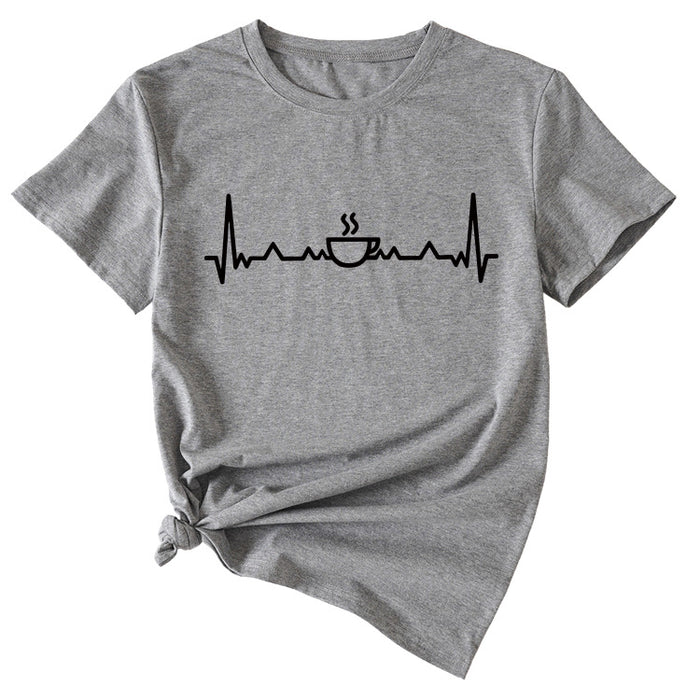 ECG Coffee Women's Loose Short Sleeve Top Round Neck T-shirt