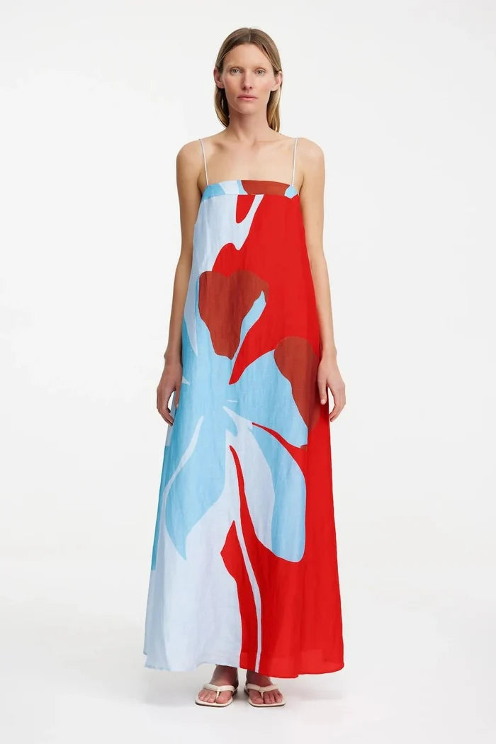 Edith Dress in Crimson Stencil - SODA Fashion Haus