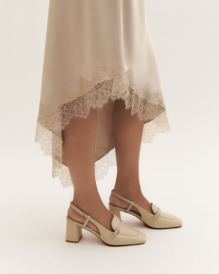ELLERY MID HEELS OFF WHITE LEATHER