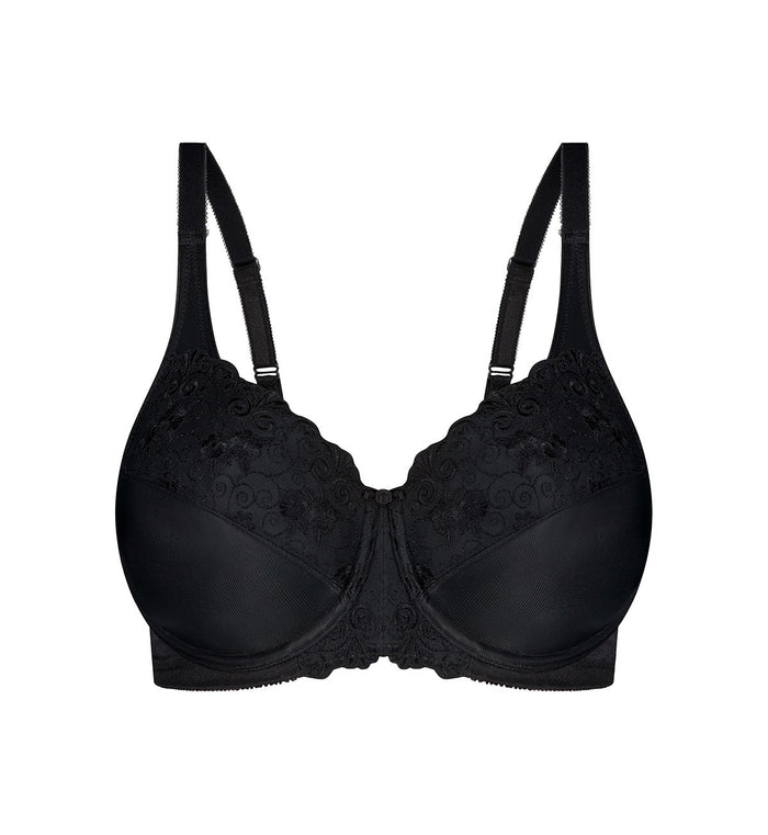 BLACK TRIUMPH EMBROIDERED MINIMISER BRA