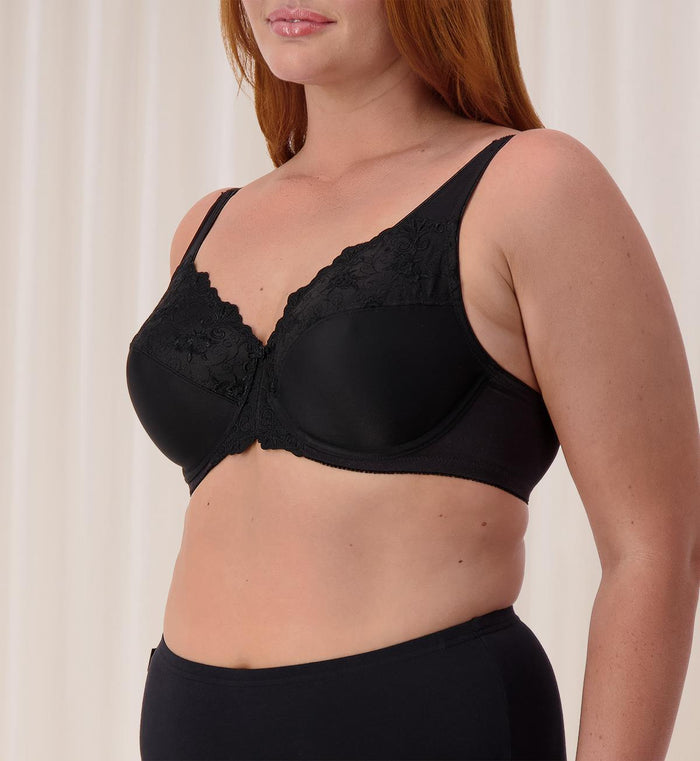 BLACK TRIUMPH EMBROIDERED MINIMISER BRA