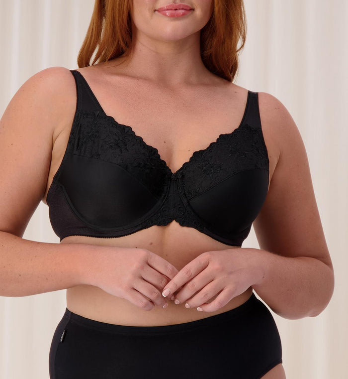 BLACK TRIUMPH EMBROIDERED MINIMISER BRA