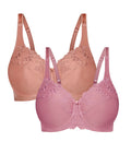 PINK TRIUMPH EMBROIDERED MINIMISER TWIN PACK UNDERWIRED BRA
