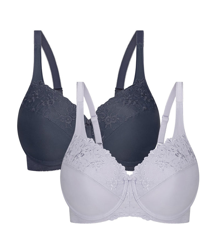 PINK TRIUMPH EMBROIDERED MINIMISER TWIN PACK UNDERWIRED BRA