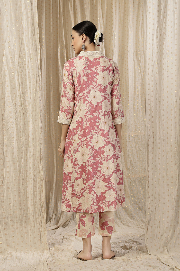 Close-up of the Convenient Feeding detail on the Embroidered Zip Kurta-Pant set, highlighting discrete feeding access.
