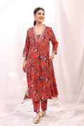 Embroidered Zip Kurta-Pant Rayon Kurta Set: Convenient Feeding for easy nursing, featuring a Relaxed Maternity silhouette.