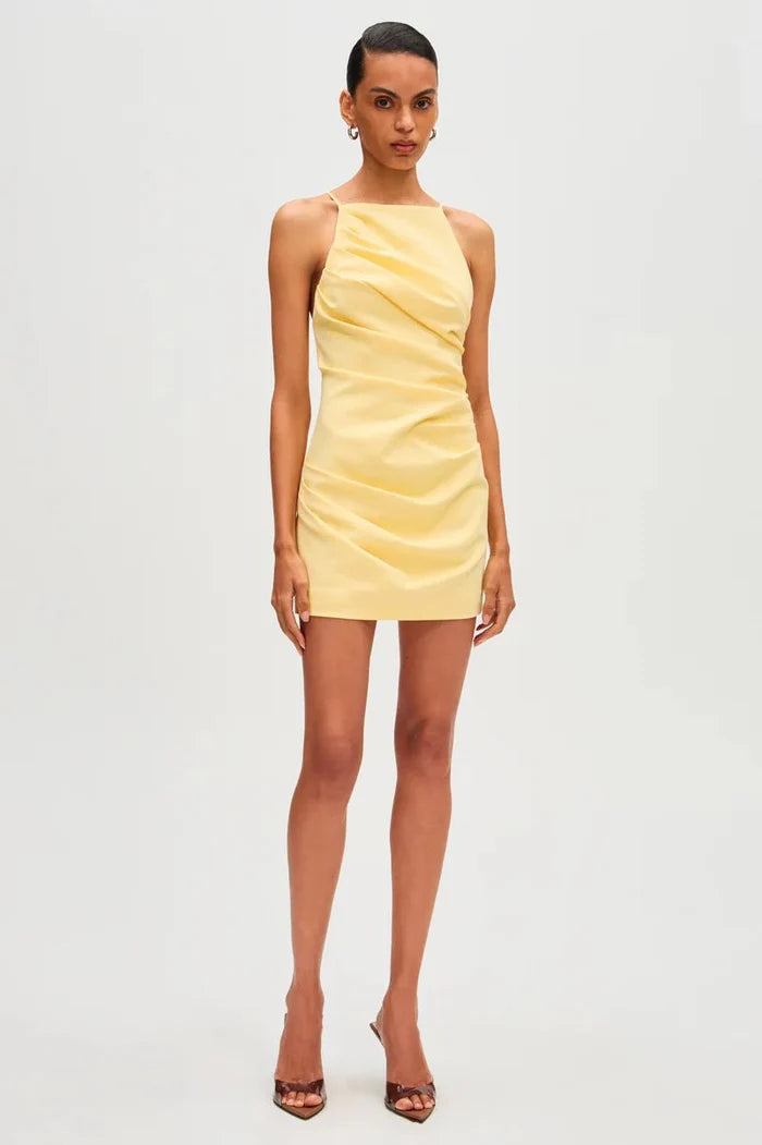 Emmie Cotton Sateen Mini Dress (Lemon) - SODA Fashion Haus