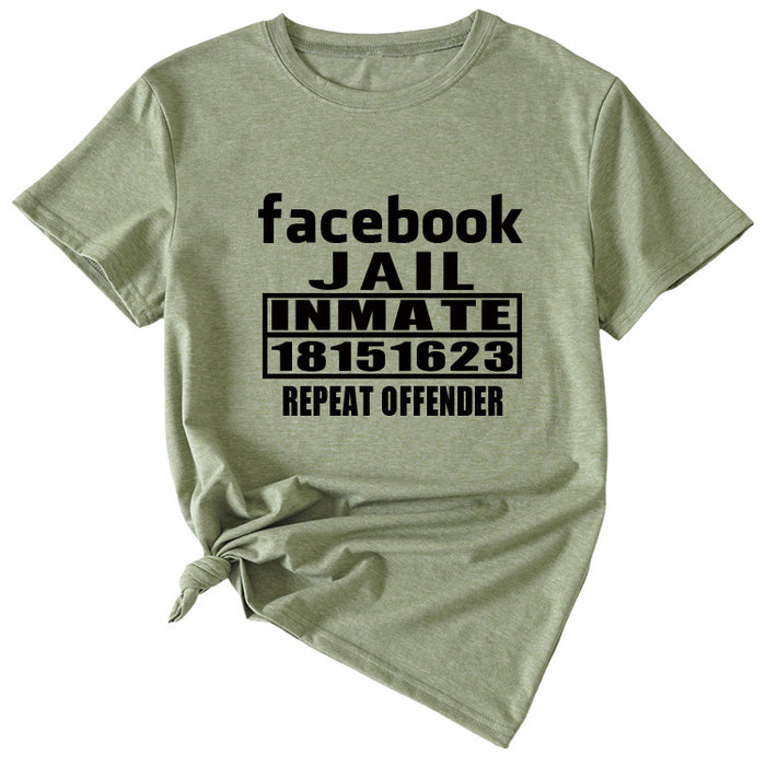 English Letters Facebook Jalt Immate Round Neck Short Sleeve