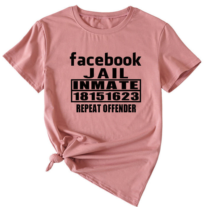 English Letters Facebook Jalt Immate Round Neck Short Sleeve