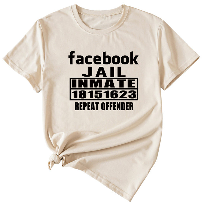 English Letters Facebook Jalt Immate Round Neck Short Sleeve