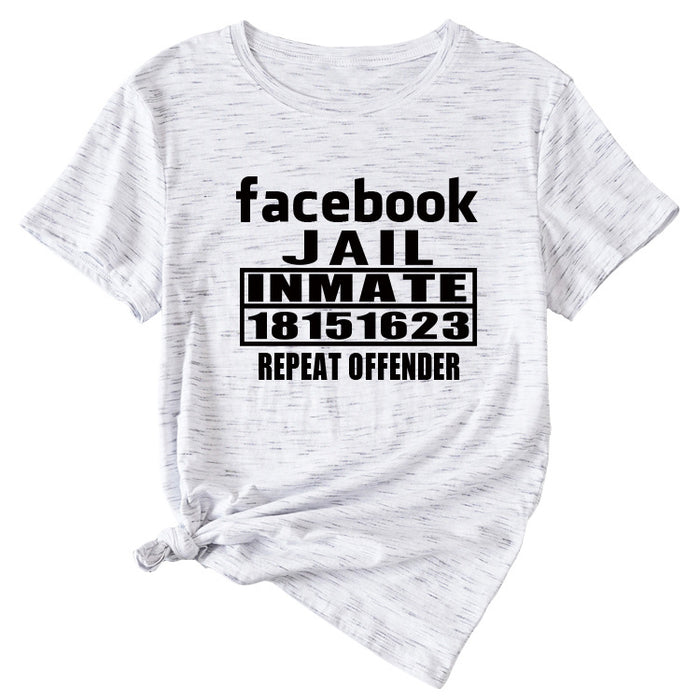 English Letters Facebook Jalt Immate Round Neck Short Sleeve