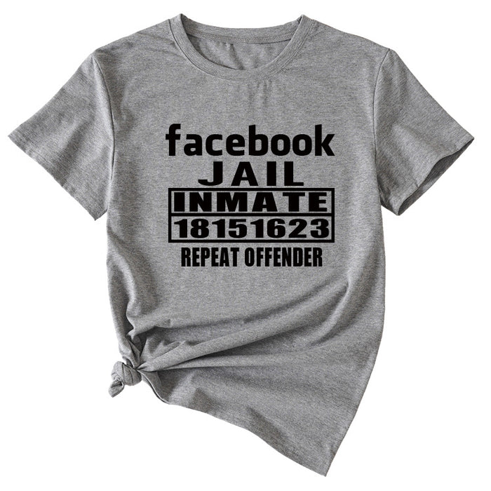 English Letters Facebook Jalt Immate Round Neck Short Sleeve
