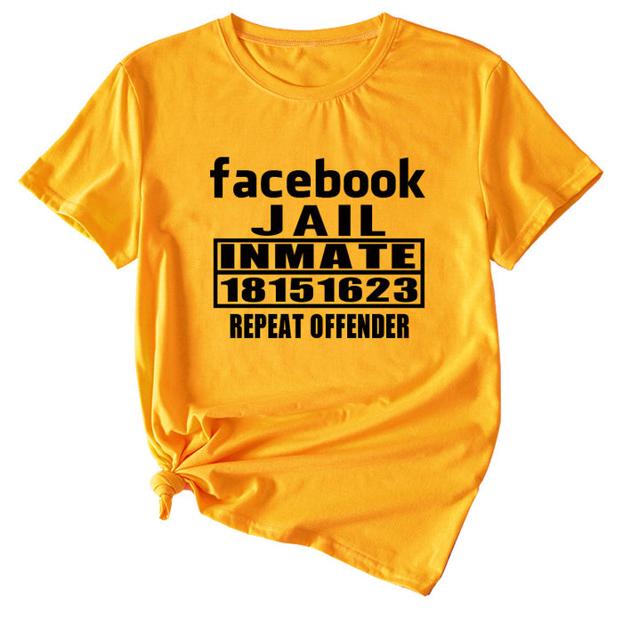 English Letters Facebook Jalt Immate Round Neck Short Sleeve