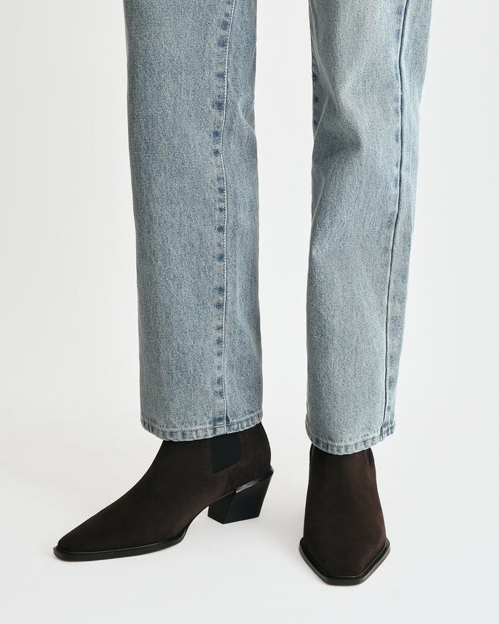 FABLE FLAT ANKLE BOOTS BITTER CHOC SUEDE
