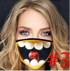 Face Mask: Designer Funny Big Mouth, No Teeth, Skeleton Mouth or Bald Eagle. Adult Size (Free Shipping)