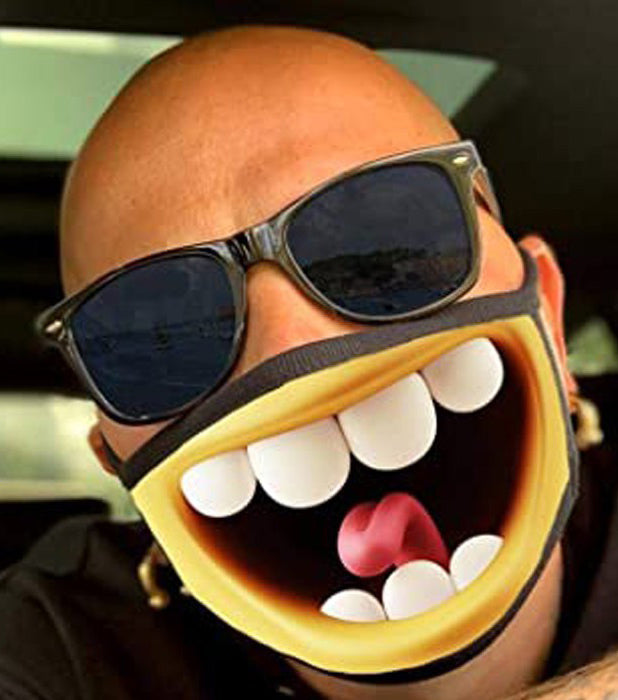 Face Mask: Designer Funny Big Mouth, No Teeth, Skeleton Mouth or Bald Eagle. Adult Size (Free Shipping)