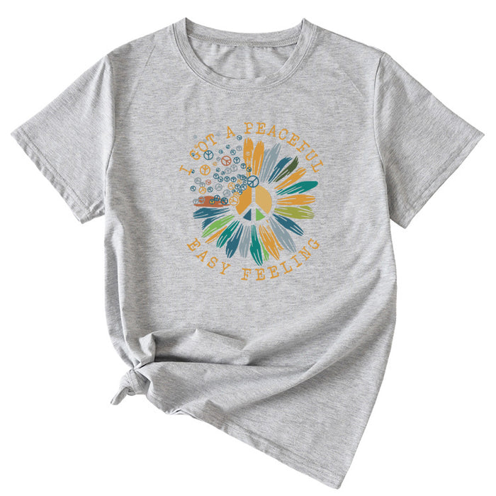 Fashion I GOT A PEACEFUL EASY Fun Pattern Short Sleeve T-shirt