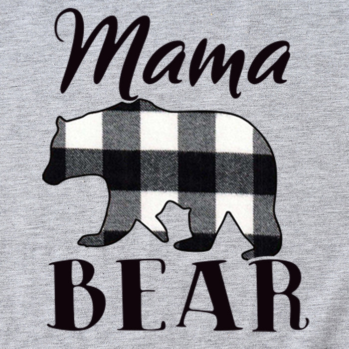 Fashion Jacket Mama Bear Pattern Ladies Round Neck Short Sleeve T-shirt