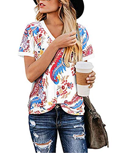 Fashion V Neck Floral T-Shirt Leopard Shirt Tunic Shirt for Women