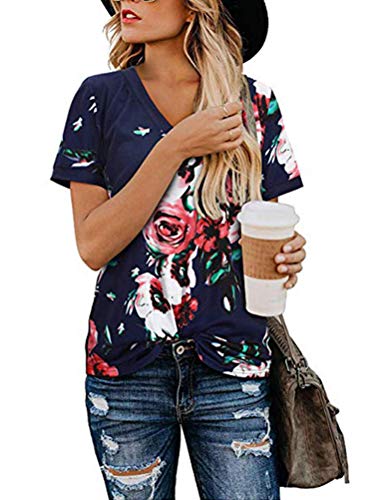 Fashion V Neck Floral T-Shirt Leopard Shirt Tunic Shirt for Women