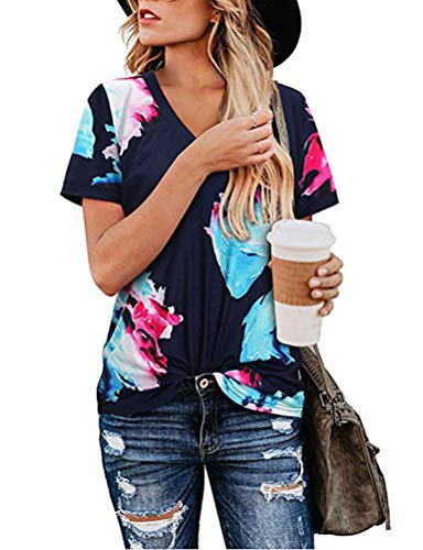 Fashion V Neck Floral T-Shirt Leopard Shirt Tunic Shirt for Women