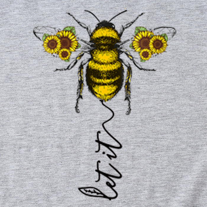 Fashion Women's Clothing Let It Bee Pattern Summer Crewneck Short Sleeve Women