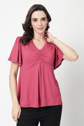 Feeding top with in-built bra - Dusty Rose