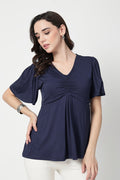 Feeding top with in-built bra - Navy