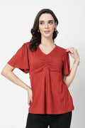 Feeding top with in-built bra - Rust