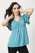 Feeding top with in-built bra - Sea Green