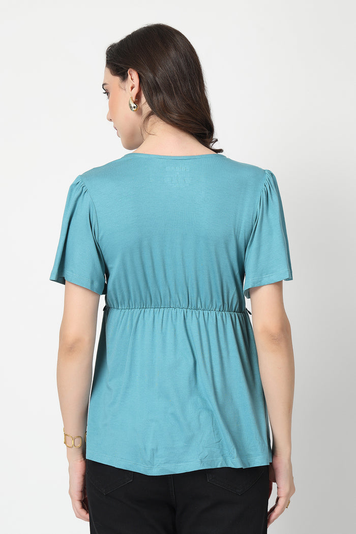 Feeding top with in-built bra - Sea Green